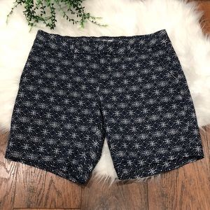 Women's Navy Patterned Pull-On Shorts